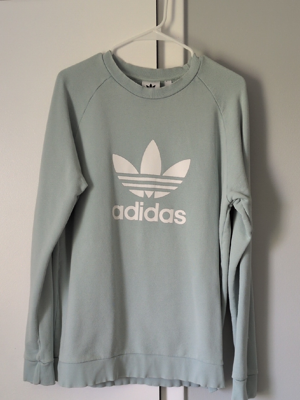 adidas Crewneck Sweater in Mint Green with White Trefoil